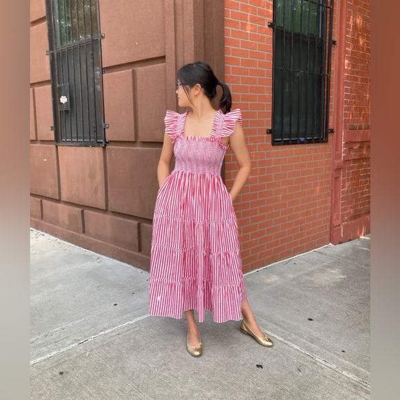 Hill House Home The Ellie Nap Dress Red Stripe Size Medium - Picture 12 of 15